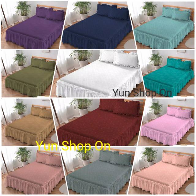 1kg Uk 160 /180 Sprei sprey RUMBAI Kintakun Dluxe EMBOS POLOS PUTIH MAROON HIJAU UNGU PINK AQUA WHIT