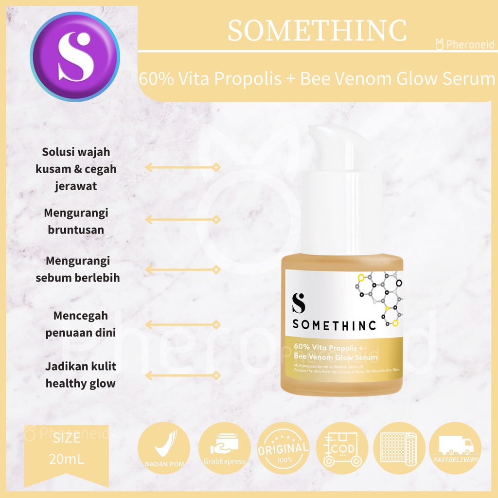 SOMETHINC 60% Vita Propolis + Bee Venom Glow - Serum Kulit Glowing Bebas Jerawat - Bee Power