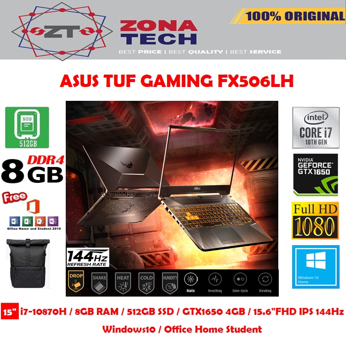 ASUS TUF GAMING F15 FX506LH - i7-10870H 8GB 512GB SSD GTX1650 4GB 15.6