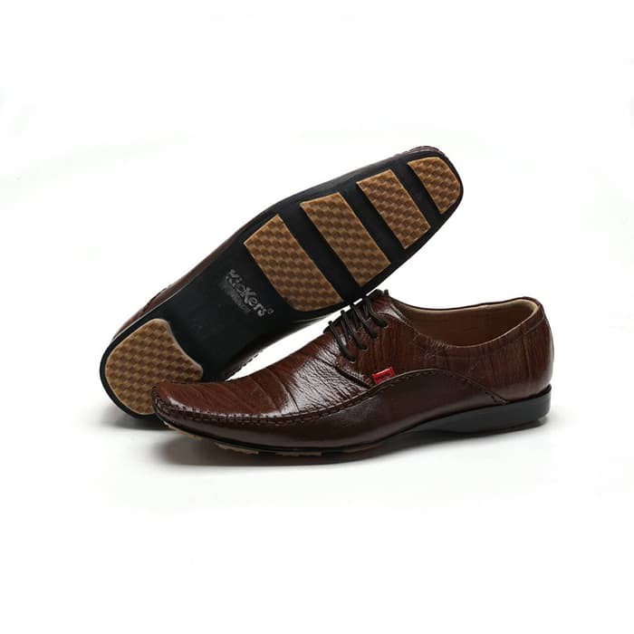 Order Langsung Sepatu Pria KICKERS Pantofel Tali - Hitam, 39 Terlaris