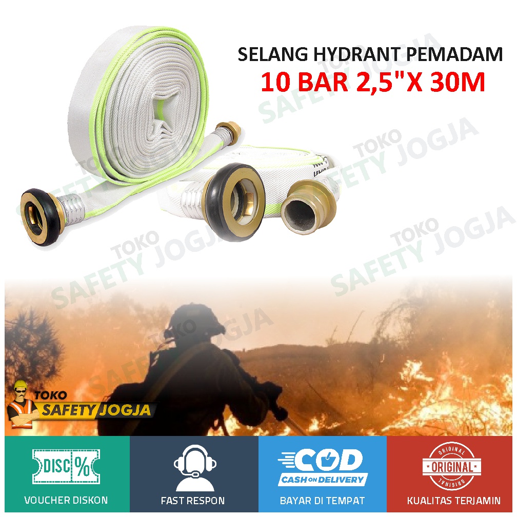 Selang Hydrant Pemadam GOSAVE 10 bar 2.5&quot; x 30 Meter Coupling Machino