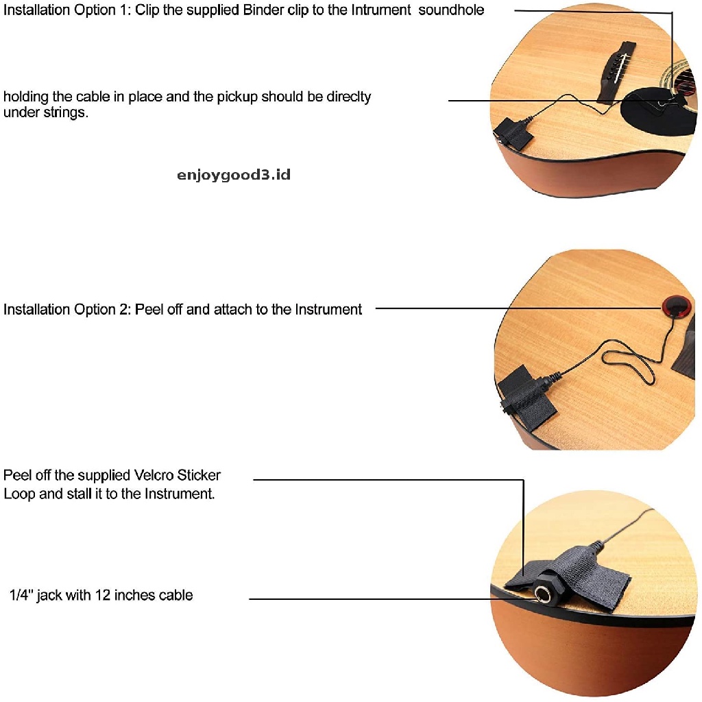 1pc Pickup Mikrofon Kontak Untuk Gitar / Biola / Banjo / Mandolin