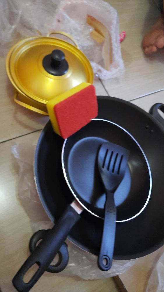 Maxim Valentino Set Wajan Teflon Spatula Sponge Murah Berkualitas