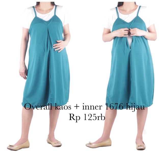 Baju hamil dres hamil overall 1676 hijau