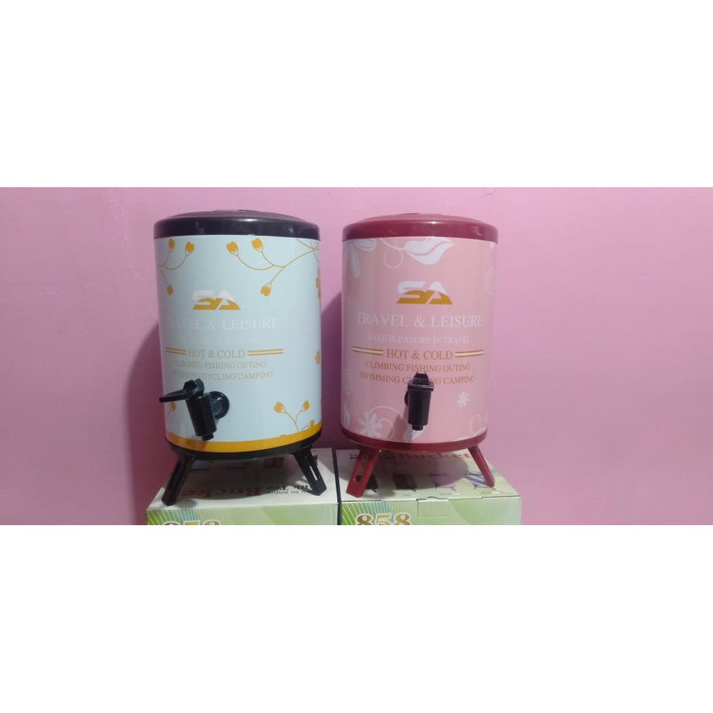 Termos milk tea bucket 8 liter Hot and drink motif bunga