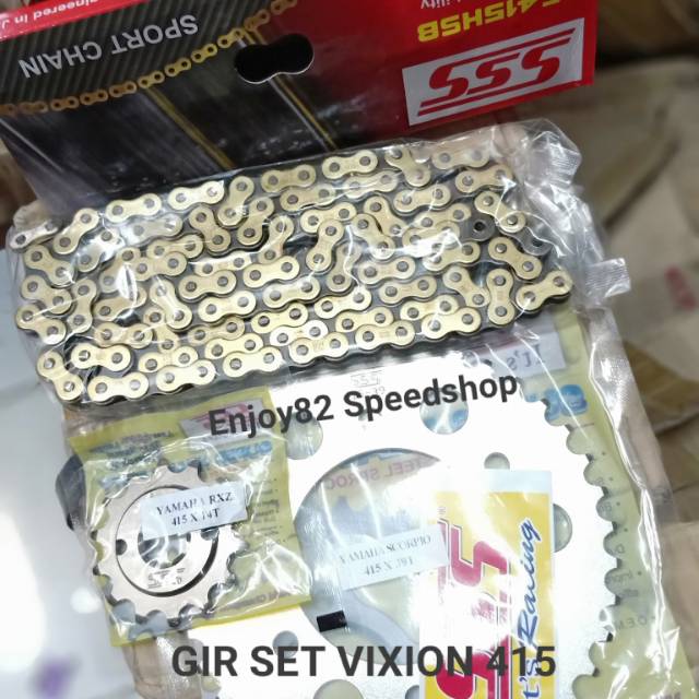 Paket Gir Gear Set Depan Belakang Sss Rantai 415 Hsb Gold Untuk Vixion