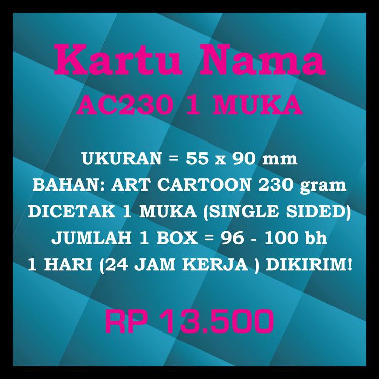 

Print Cetak Kartu Nama Bahan AC230 1 Muka BIG SALE