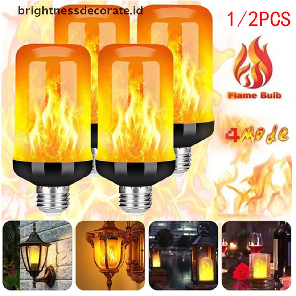 [birth] 1/2Pack LED Flame Effect Fire Light Bulbs 4 Modes Flickering Effect Lighting  [ID]