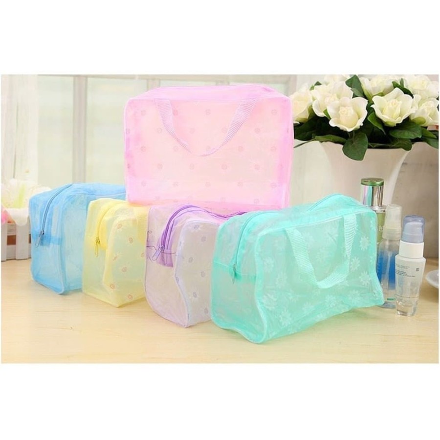 Tas Kosmetik Pouch TRANSPARAN PVC Make Up Wallet Bag Anti Air Waterproof - Dompet Travelling