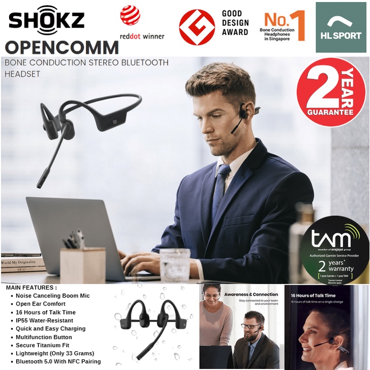 Bluetooth Headset OpenComm Shokz Aftershokz Shokz Stereo Bone Conduction