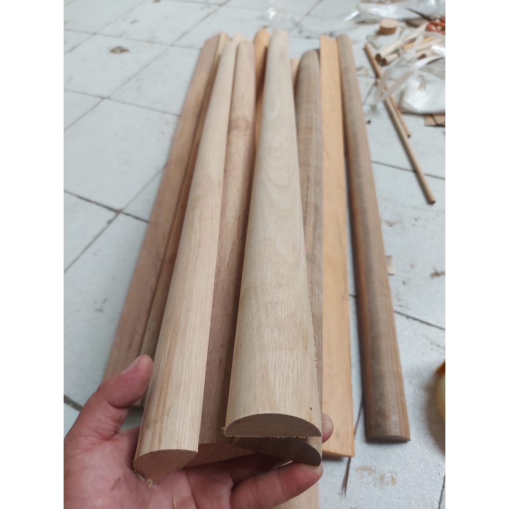 kayu setengah lingkaran 48mm-profil kayu-dowel kayu belah-kayu profil
