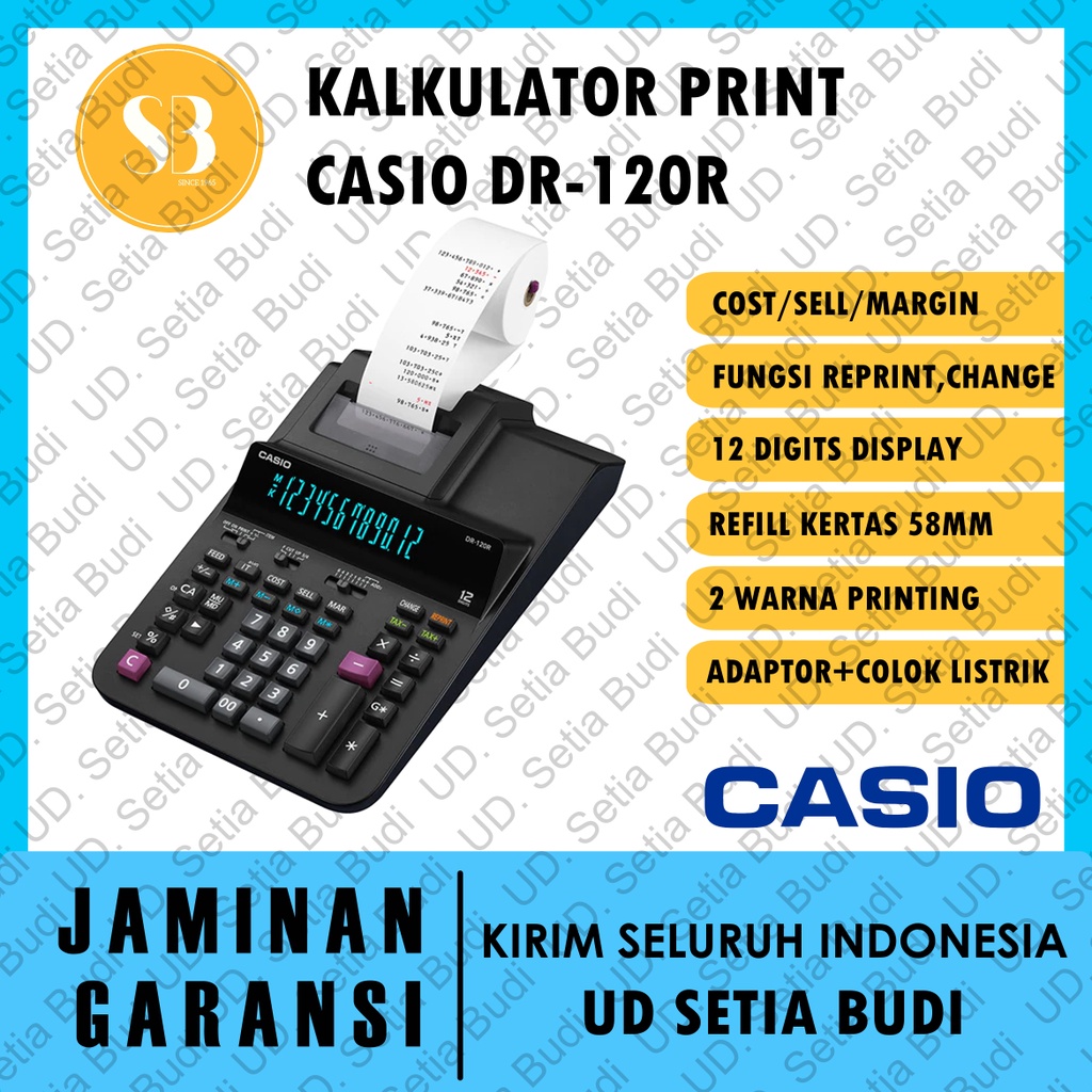 Kalkulator Printing Casio DR-120R Asli dan bergaransi