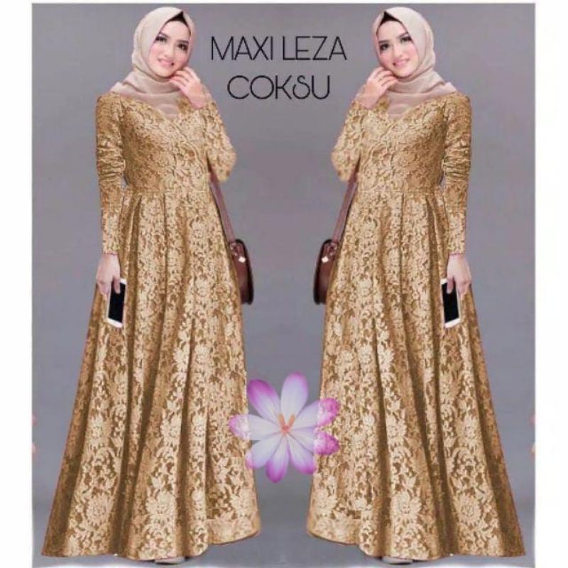 MAXI LEZA /GAMIS FULL BRUKAT /GAMIS LEBARAN /GAMIS UNDANGAN /GAMIS KONDANGAN