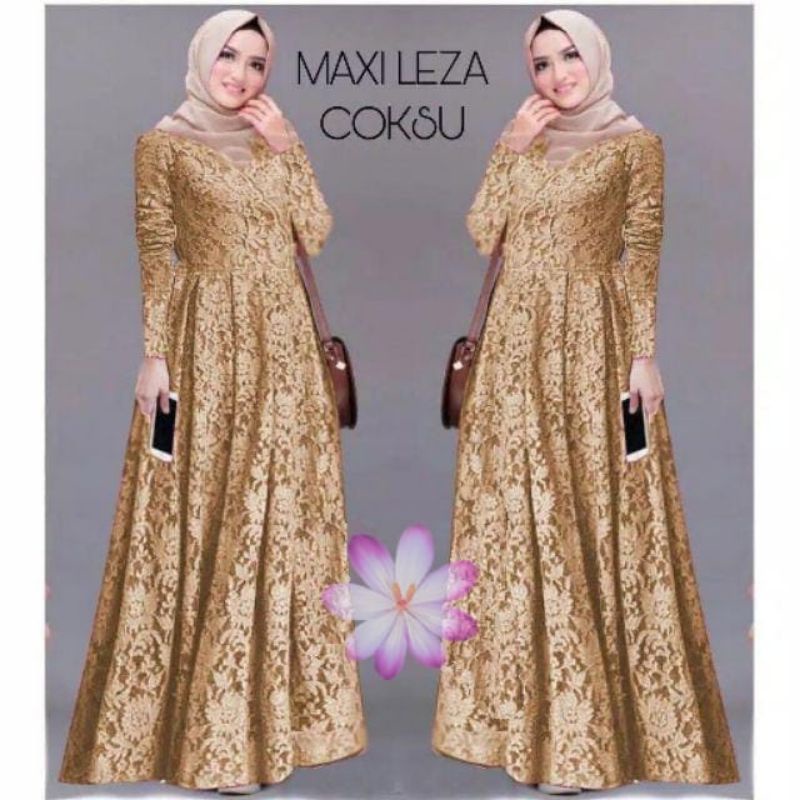 MAXI LEZA /GAMIS FULL BRUKAT /GAMIS LEBARAN /GAMIS UNDANGAN /GAMIS KONDANGAN