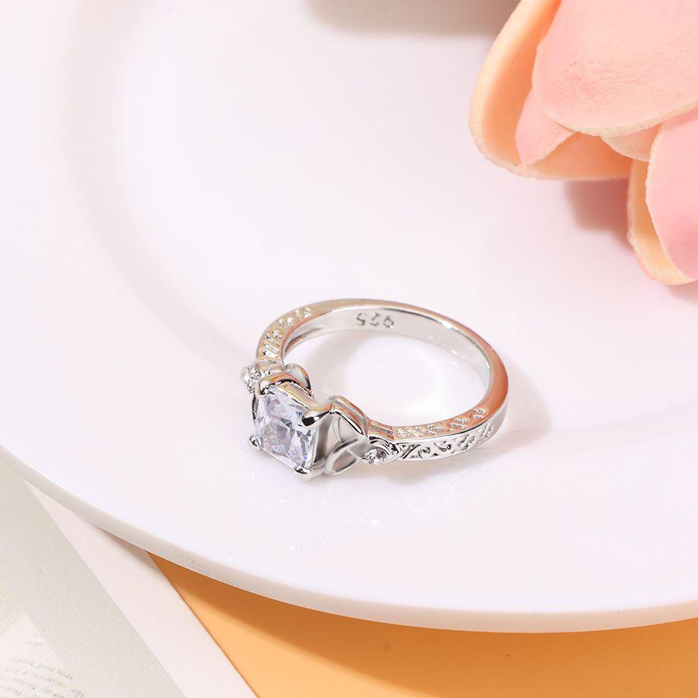 Solighter Cincin Berlian Hadiah Natal Anniversary Wanita Fashion Kesederhanaan925 Sterling Silver