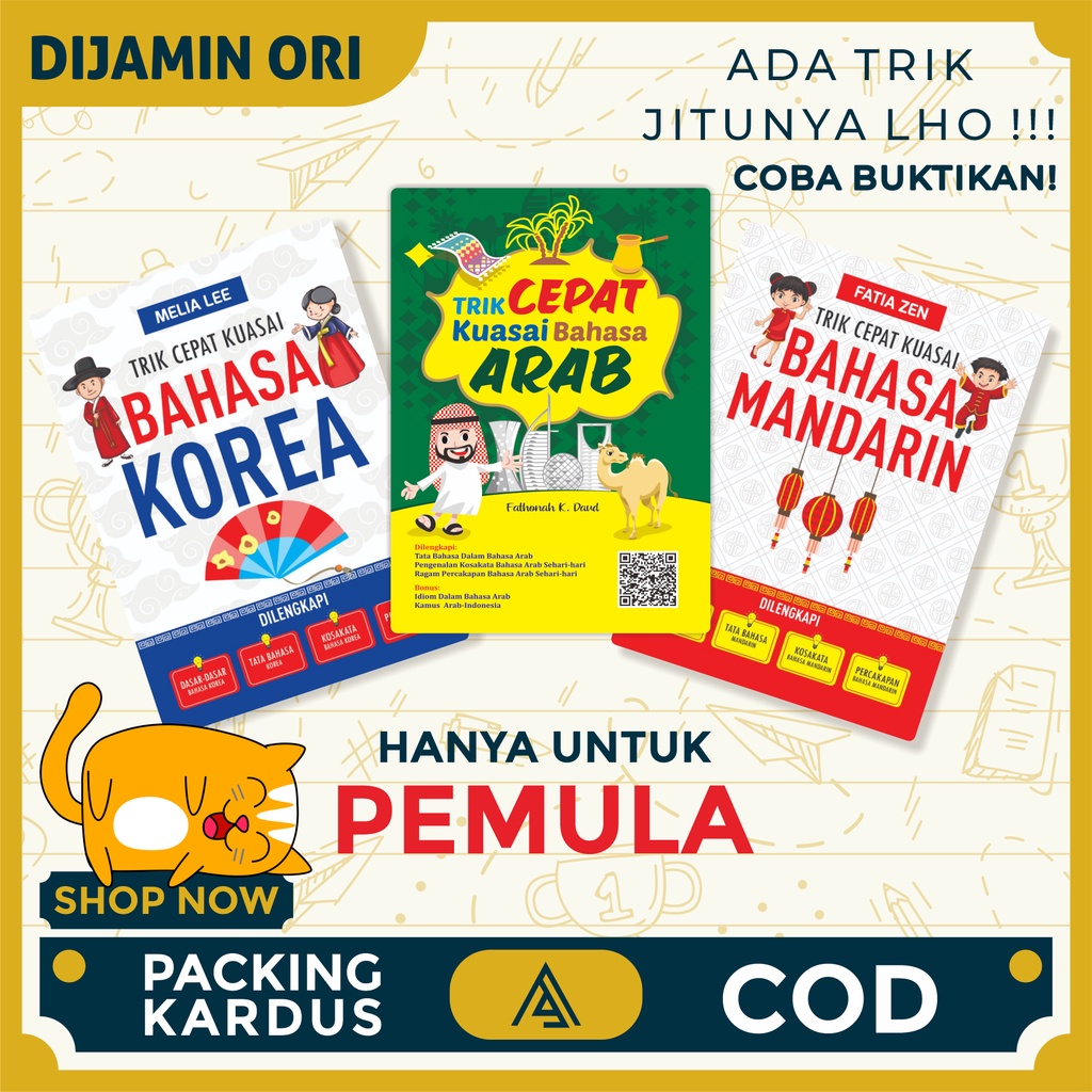 BUKU BELAJAR BAHASA ARAB KOREA MANDARIN JEPANG LENGKAP UNTUK PEMULA TRIK CEPAT JAGO KUASAI BAHASA AR