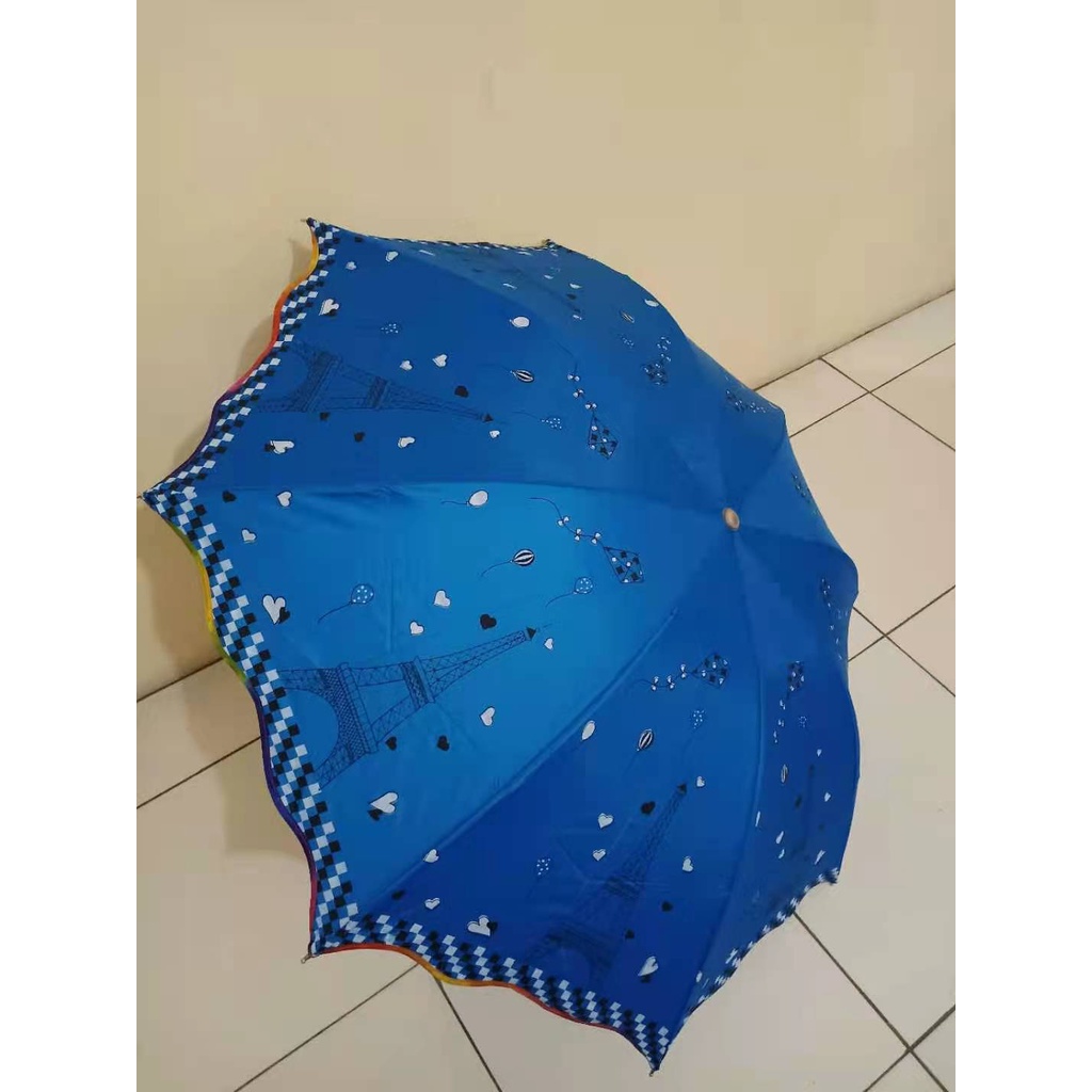 Payung Lipat 3 Motif PARIS MENARA EIFFEL Kuat Kokoh Trendy Anti Angin Nagoya NF 14