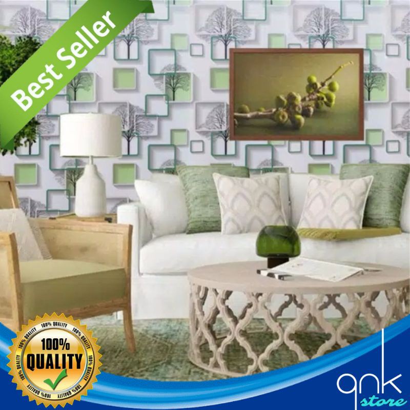 Wallpaper Dinding Motif 3D Garden 45cm x 5m 3D Kotak Hijau Wallpaper Stiker 3D Garden Wallstiker Wallpaper Sticker Wallsticker