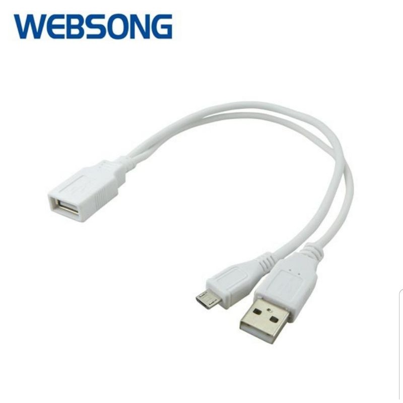 Kabel USB Micro B Male + USB A Male to USB A Female OTG 30CM WEBSONG