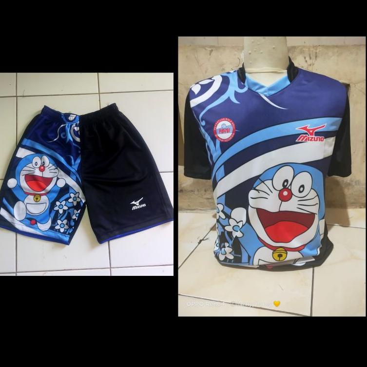 [KODE BARANG P1116P] BAJU VOLI DORAEMON.JERSEY VOLI KARAKTER.STELAN VOLI.BAJU OLAHRAG