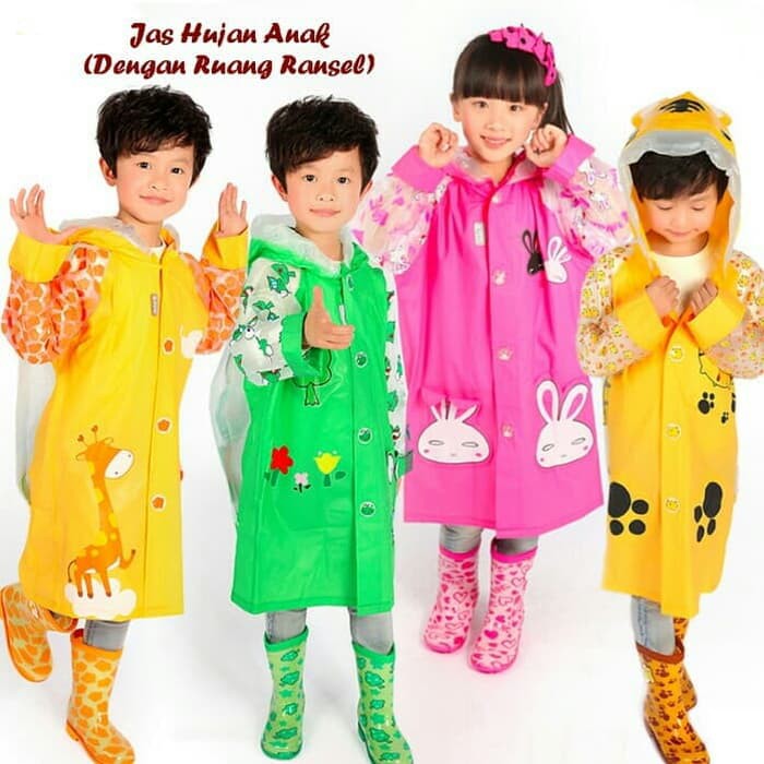 Jas Hujan Anak Dengan Tempat Ransel - Raincoat With Back Pocket - Jas Hujan Ponco