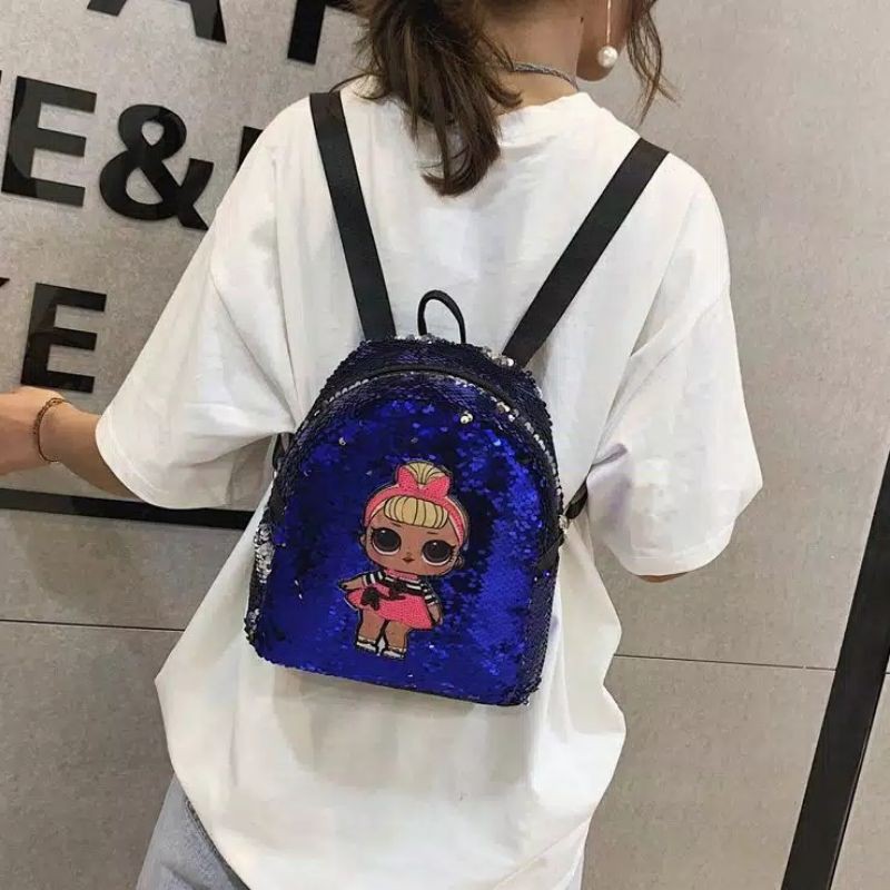 tas ransel sequin anak perempuan karaktet lol