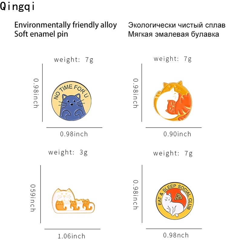 Bros Pin Enamel Bentuk Kartun Hewan Kucing Untuk Anak