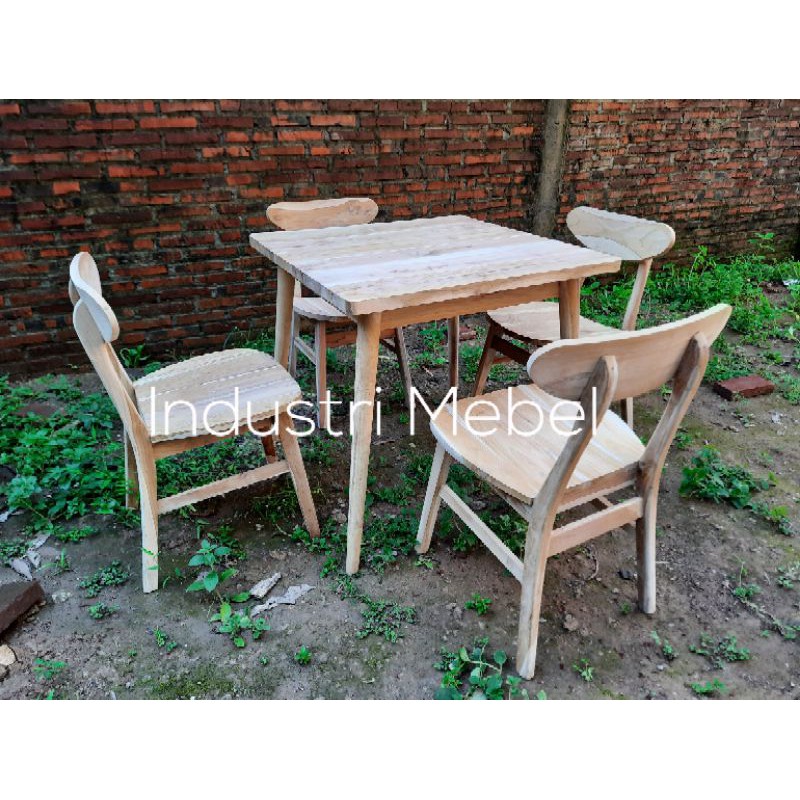 Promo Set Meja Makan Caffe Jati Minimalis Harga Murah - Meja Kopi - Meja Cafe Jakarta Bandung Bekasi