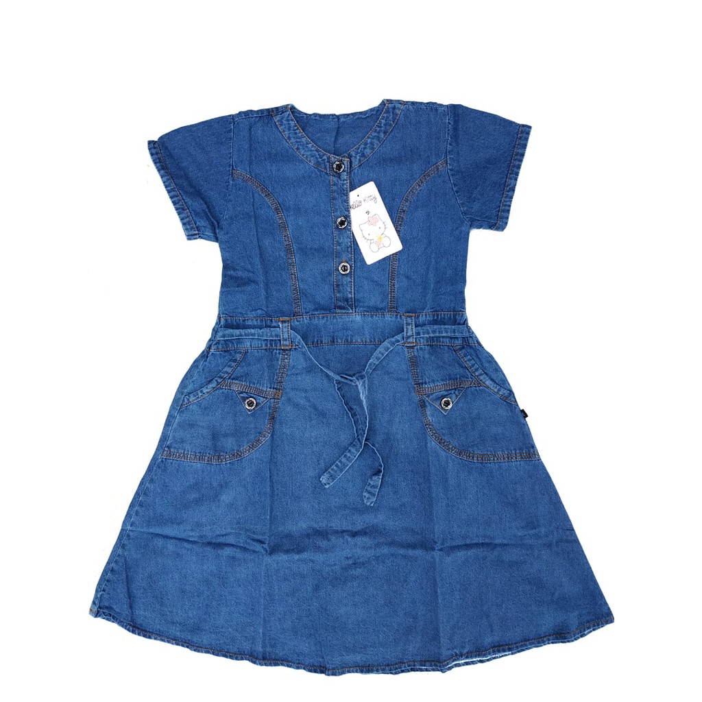 Baju Dress Jeans Anak / Dress Jeans Anak Perempuan / Baju Dress Jeans Polos size M,L,XL