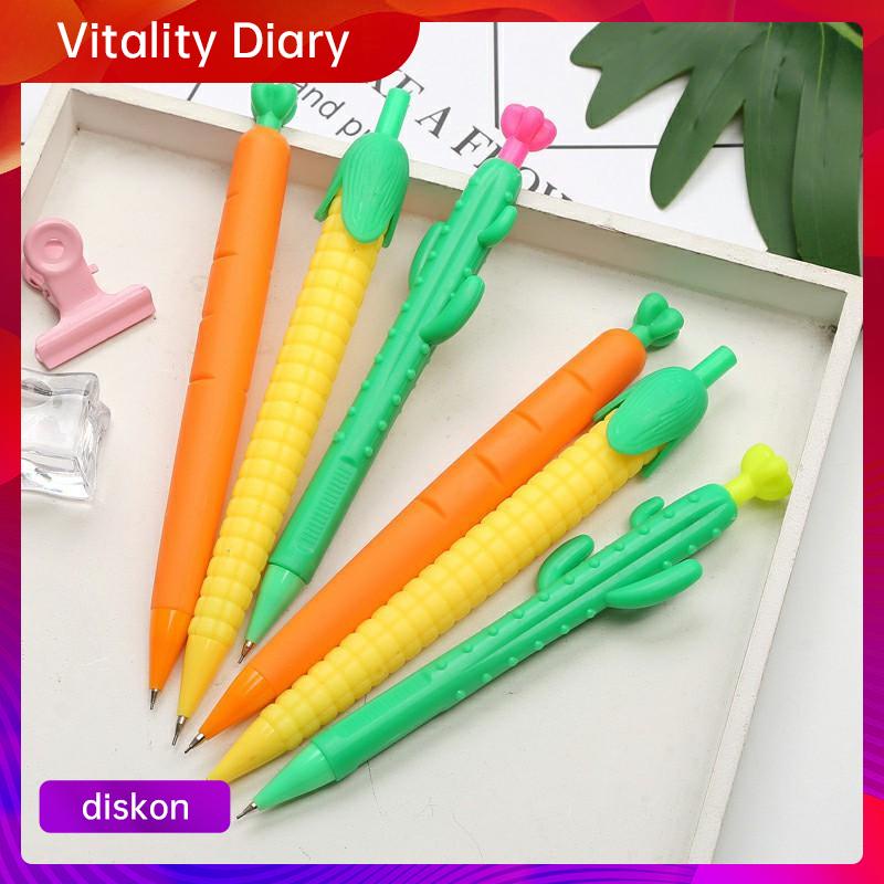 

【COD❤️】Wortel Kaktus Jagung Pensil Otomatis 0.5/0.7mm Aktivitas Pensil Kartun Lembut Karet Tekan Pena VDY
