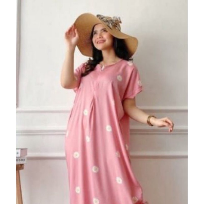 Daster Panjang Selutut Busui Kekinian Non RuffleAFERO-DTR SLTUT(SHSTA PINK