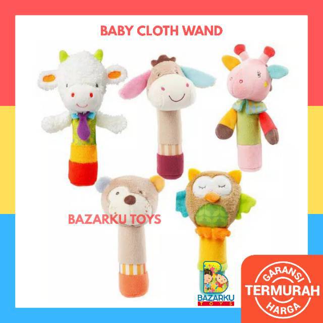 Baby Cloth Wand Mainan Bayi Baby Toys Rattle Stick Teether Bayi Boneka Bayi