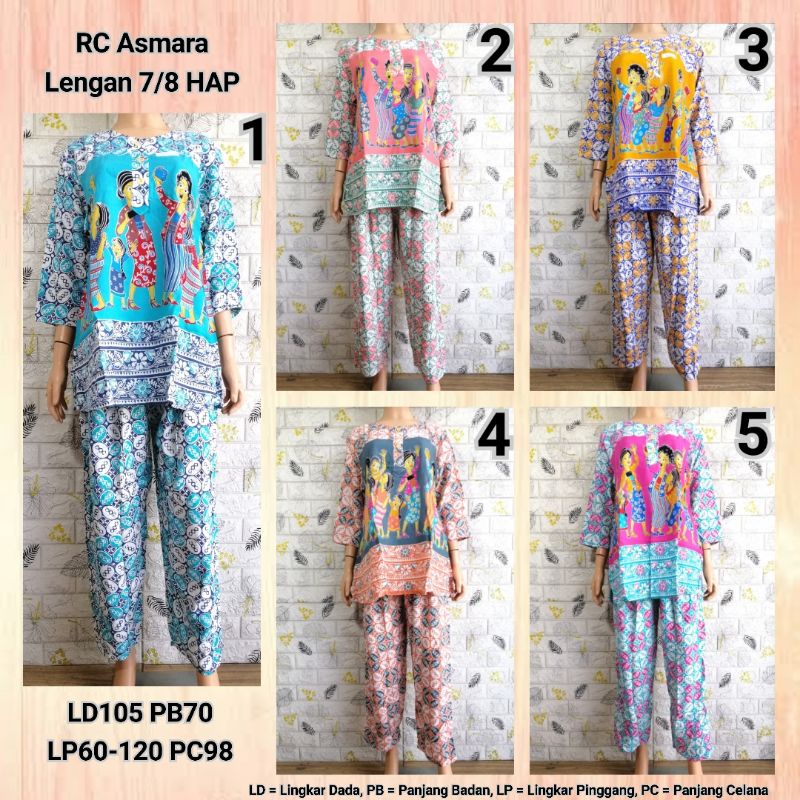 Setelan Piyama RC Asmara Lengan 7/8 HAP Adem Busui Friendly BU TEJO GGC