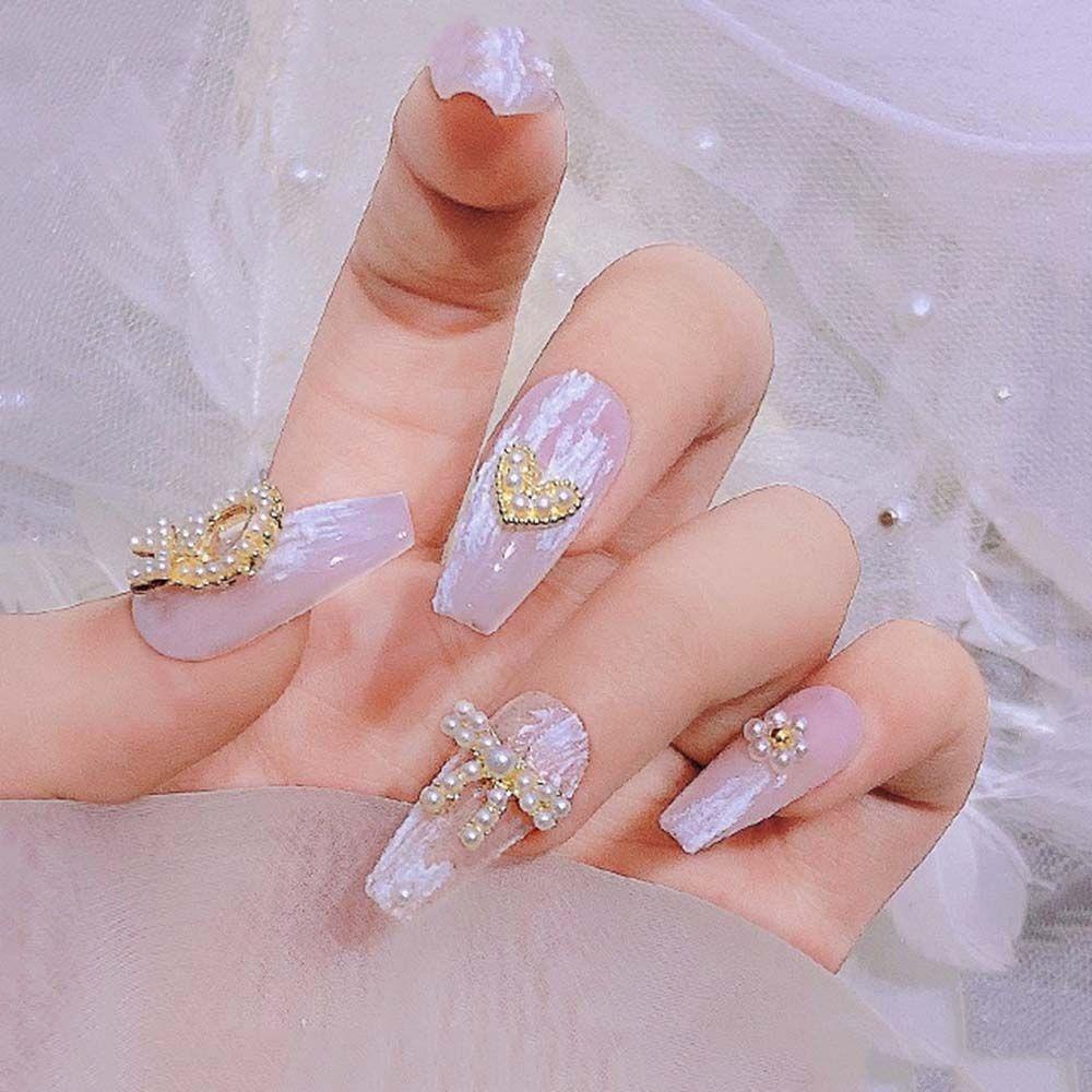 AUGUSTINA Agustina Ikatan Simpul Nail Art Berlian Jepang Mutiara Bow Tie Pendant Flash Nail Art Diamond