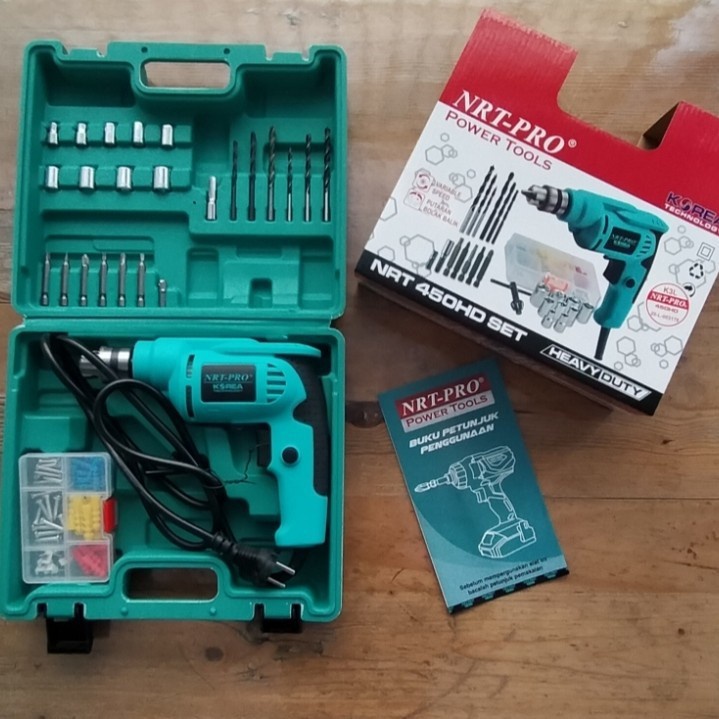NRT-PRO KOPER 450 HD SET Mesin Bor 10 mm - Besi Kayu Variabel Speed