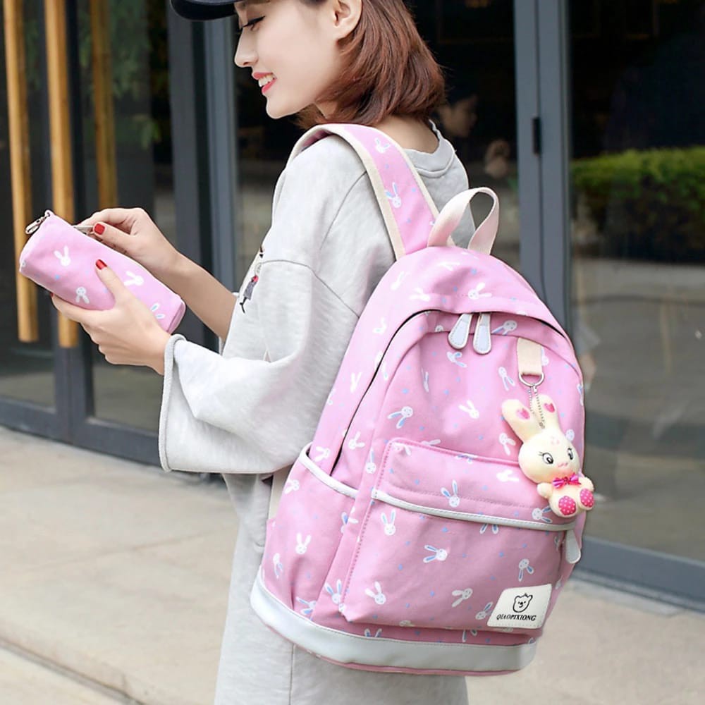 [COD] Tas Ransel Anak Gadis Wanita Sekolah SD SMP Backpack Terbaru Motif Kelinci Bayar Ditempat