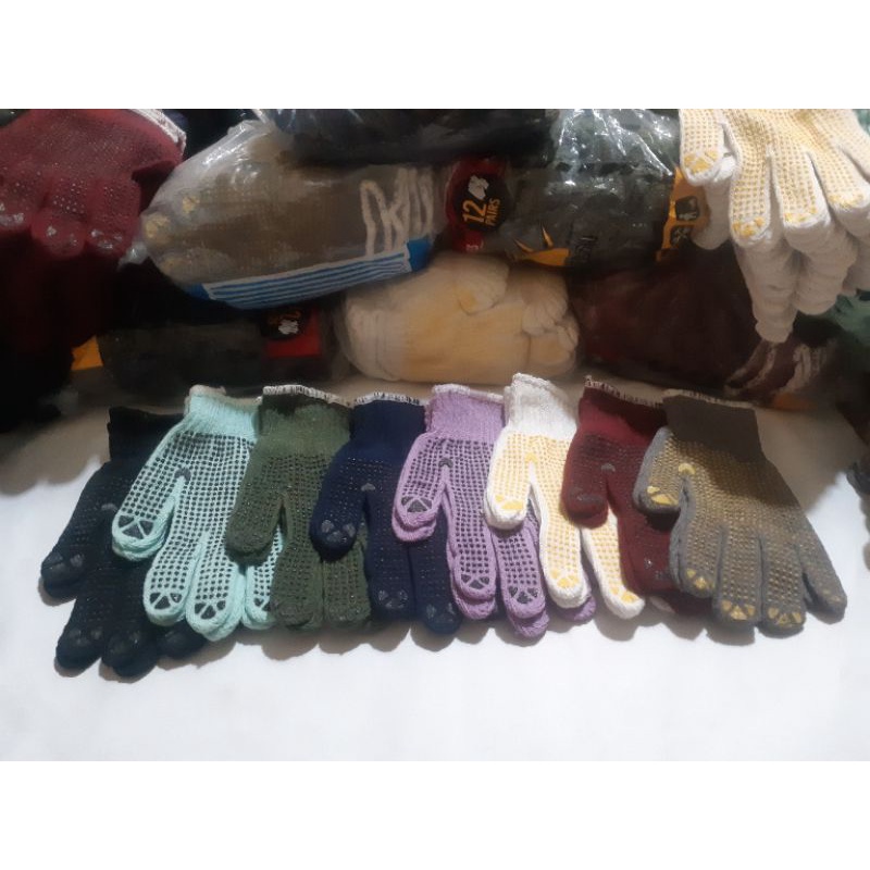 SARUNG TANGAN RAJUT ANTI SLIP/TELAPAK KARET DEWASA PRIA/WANITA