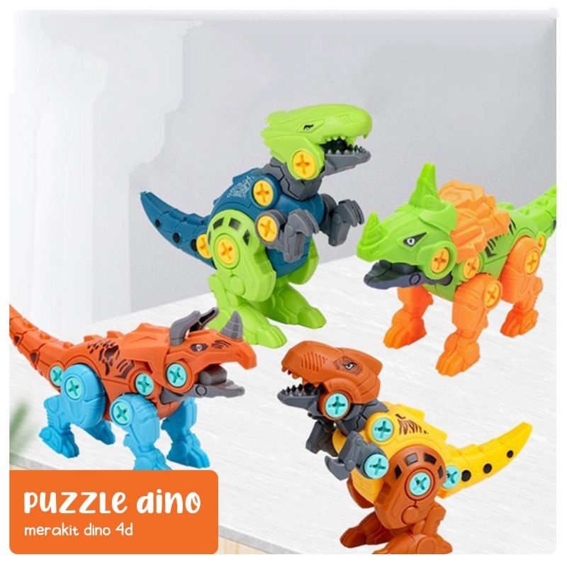 4D Puzzle Dino Asembly Obeng DIY Dinosaurus Bongkar Pasang Puzzle Mainan Dinosaurus Puzzle Dino