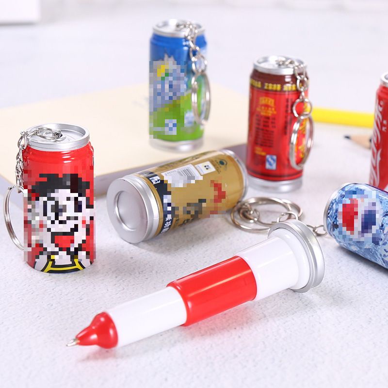 T&amp;Y Gantungan Kunci Minuman Kaleng 2 IN 1 Pena Bentuk Minuman Pulpen Botol Minuman Gantungan Keychain Murah Import