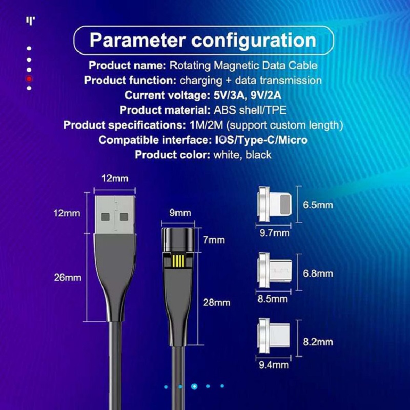 3in1 Kabel Data / Charger USB Tipe C 5A Original 540 Derajat Fast Charging