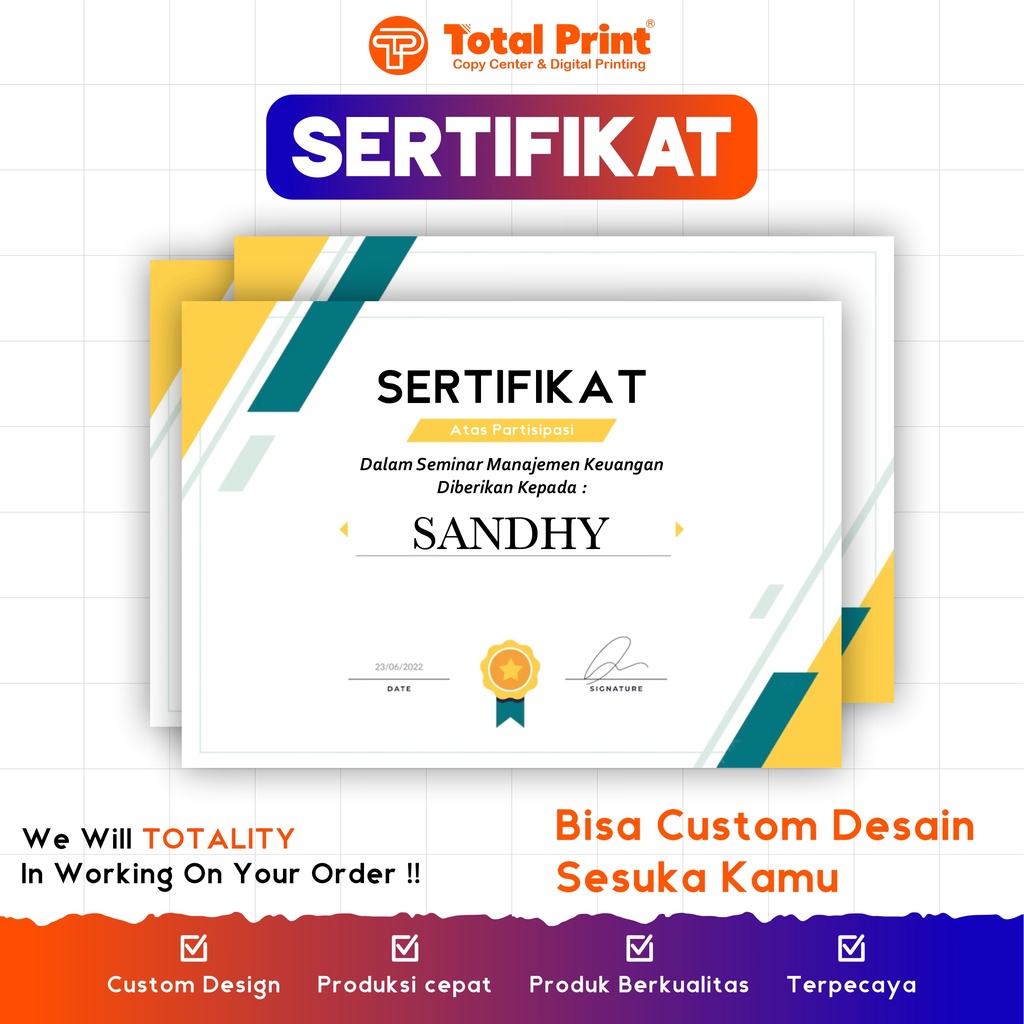

SERTIFIKAT MURAH / CETAK SERTIFIKAT / SERTIFIKAT MURAH
