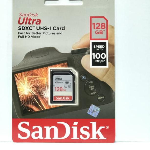 SD Card SanDisk Ultra SDXC UHS-I SD Card 128GB Class 10 up to 100MBps Original Garansi 10 Tahun