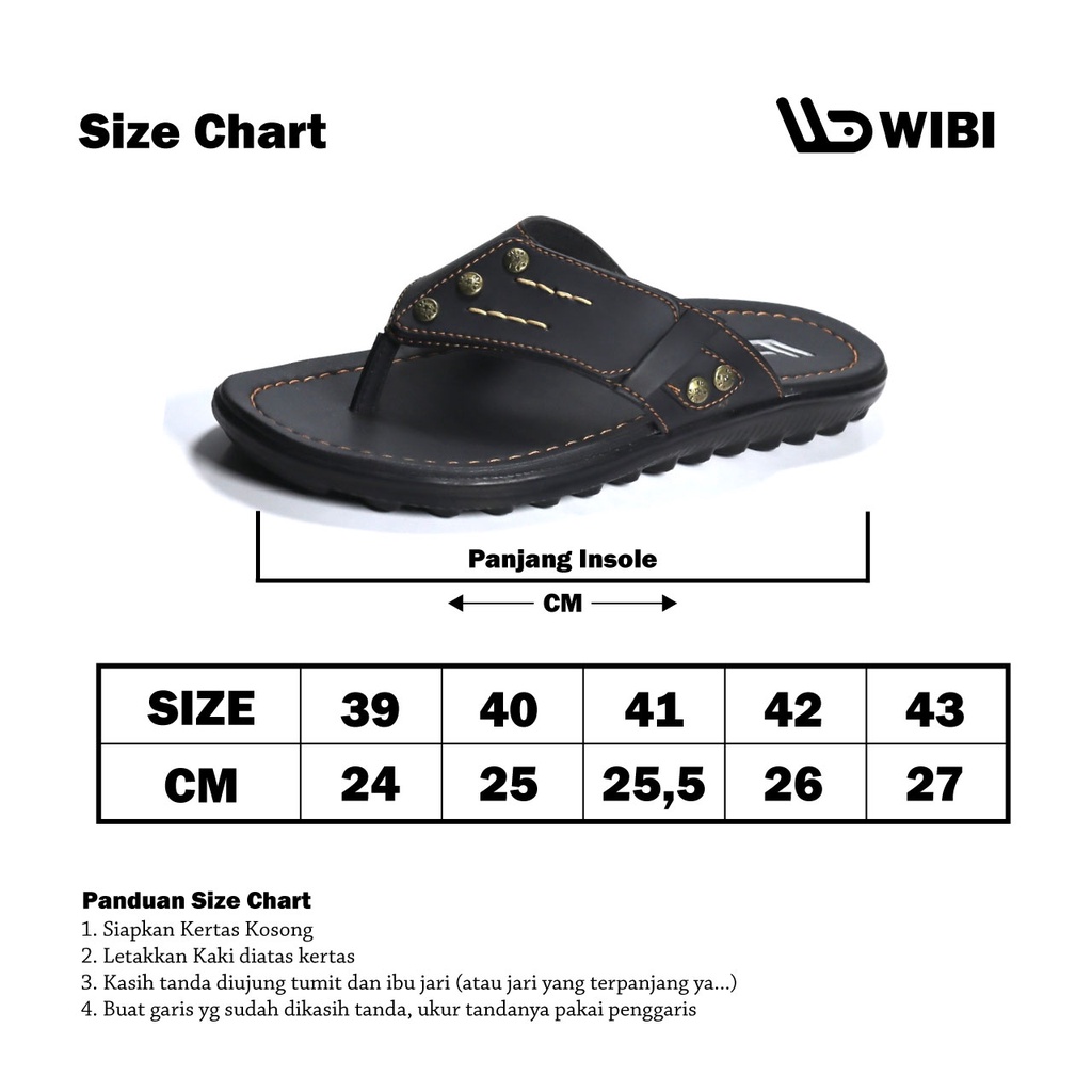 AFLAH X WIBI Sandal Pria Japit Kulit Motif Sabuk Coklat Tua Coklat Muda Hitam S06