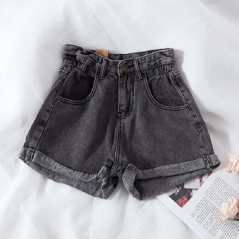 Jean Retro Tinggi Pinggang Lebar Kaki Celana Denim Celana Pendek Wanita Celana Kasual Wanita Celana High Waist