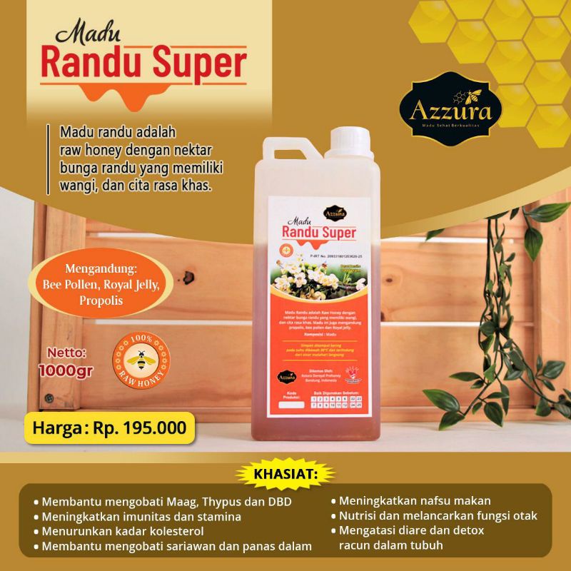 

Madu Azzura Randu Super Madu Murni Alami Asli 100% Kualitas Terbaik 1000gr