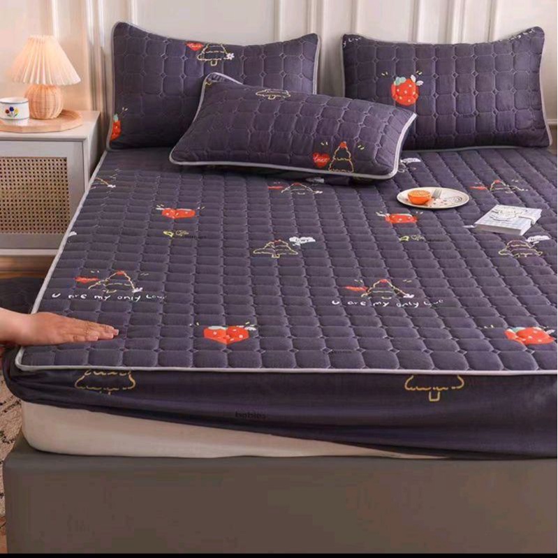 sprei waterproof uk-180x200x2,5cm ( anti ngompol)-Sprei Cherry abu