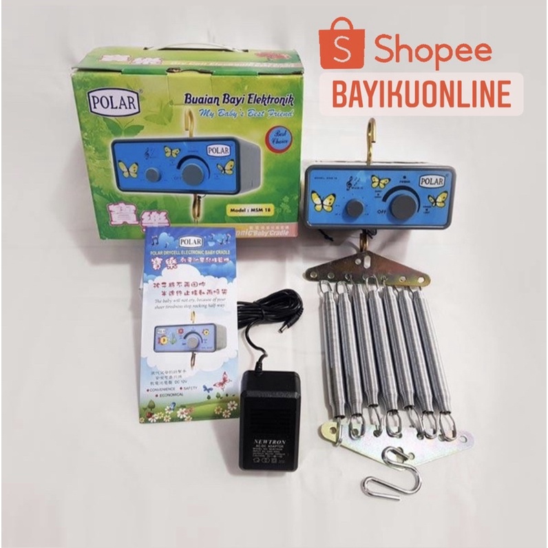 AYUNAN ELEKTRIK MURAH  Ayunan Bayi Polar Musik (Free 7 Per Ayun + Adaptor Ayun Polar Listrik)