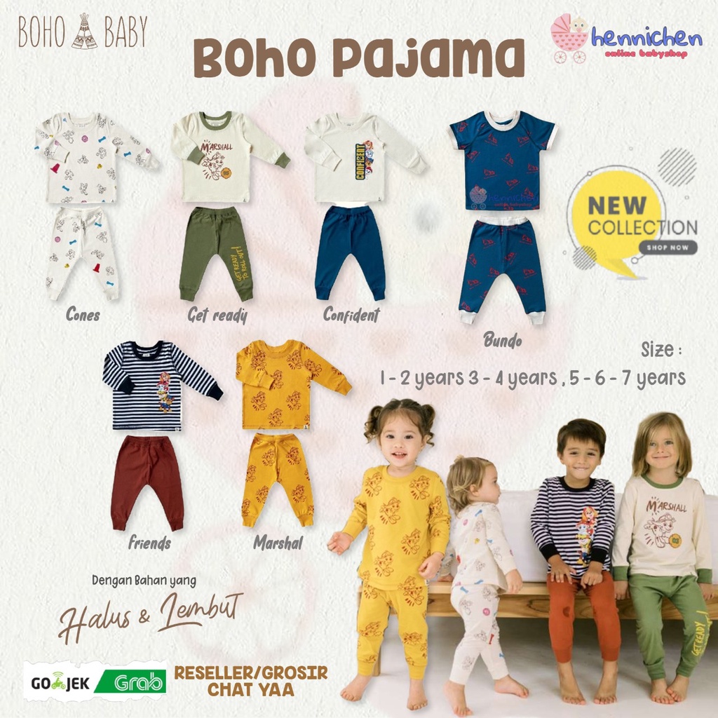 BOHOPANNA BOHOBABY BOHO BABY PAJAMA LONG PAW PATROL / PAJAMA BUNDO PIYAMA LENGAN PANJANG  ANAK 1-7 TAHUN