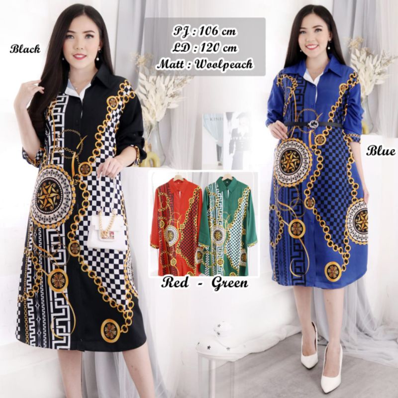 Kemeja Tunik Woolpeach Jumbo Import