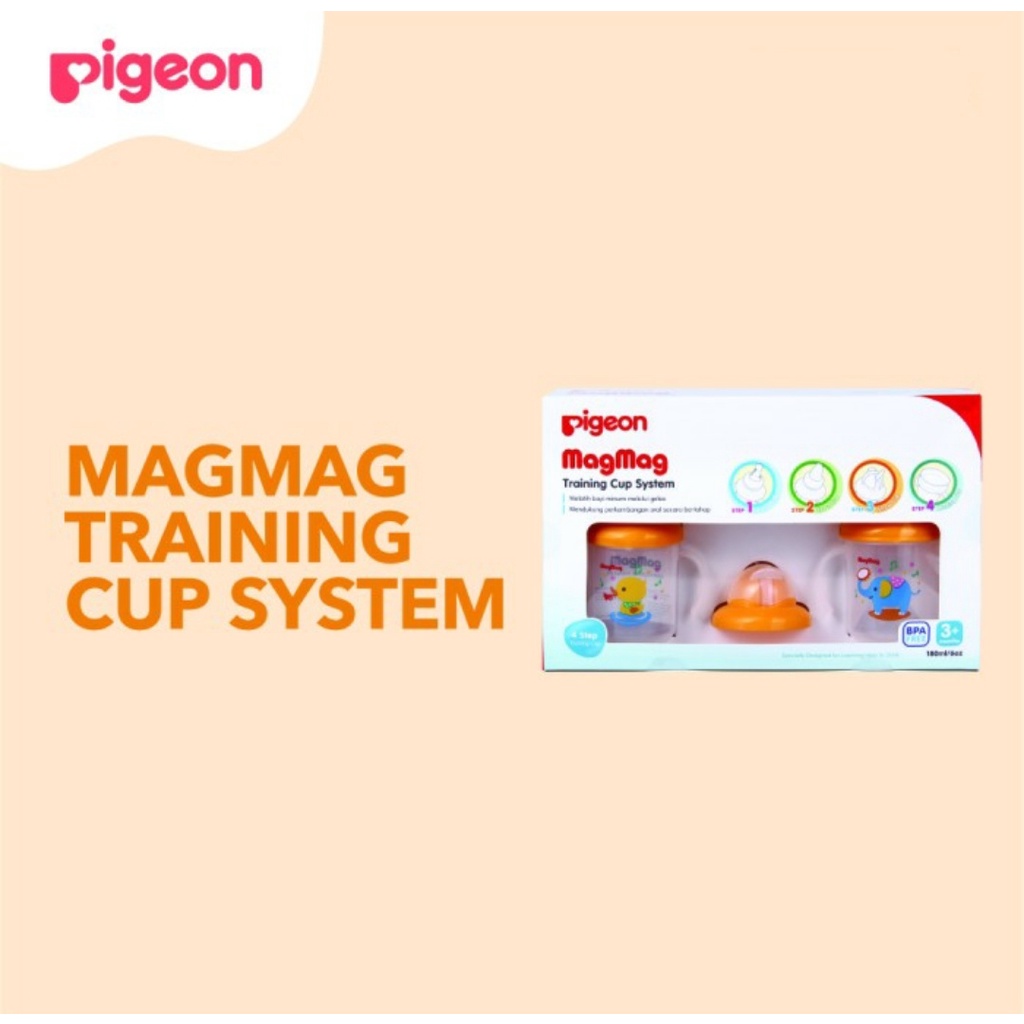 Pigeon Mag-Mag Step 2 Step 3 All in One Set Training Cup System Cangkir Minum Bayi Magmag Pigeon Straw Spout Cup